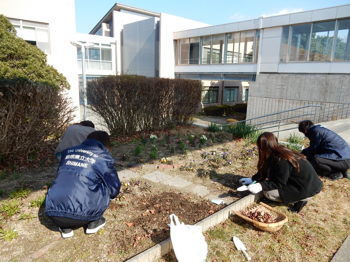 平岡都さん記念花壇「Garden of Hope」の手入れをしました。